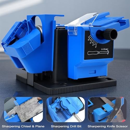 3-in-1 Electric Drill Bit Sharpener for Knives, Chisels, Scissors & Grinders - A