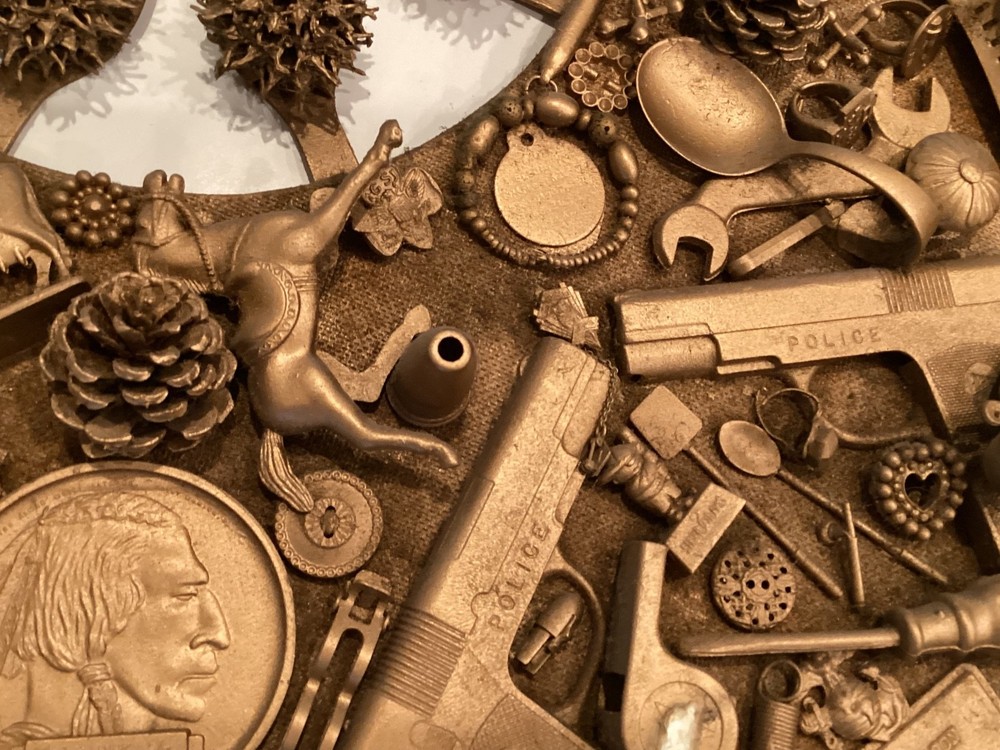 Large Vintage Found Object Art Wall Hanging