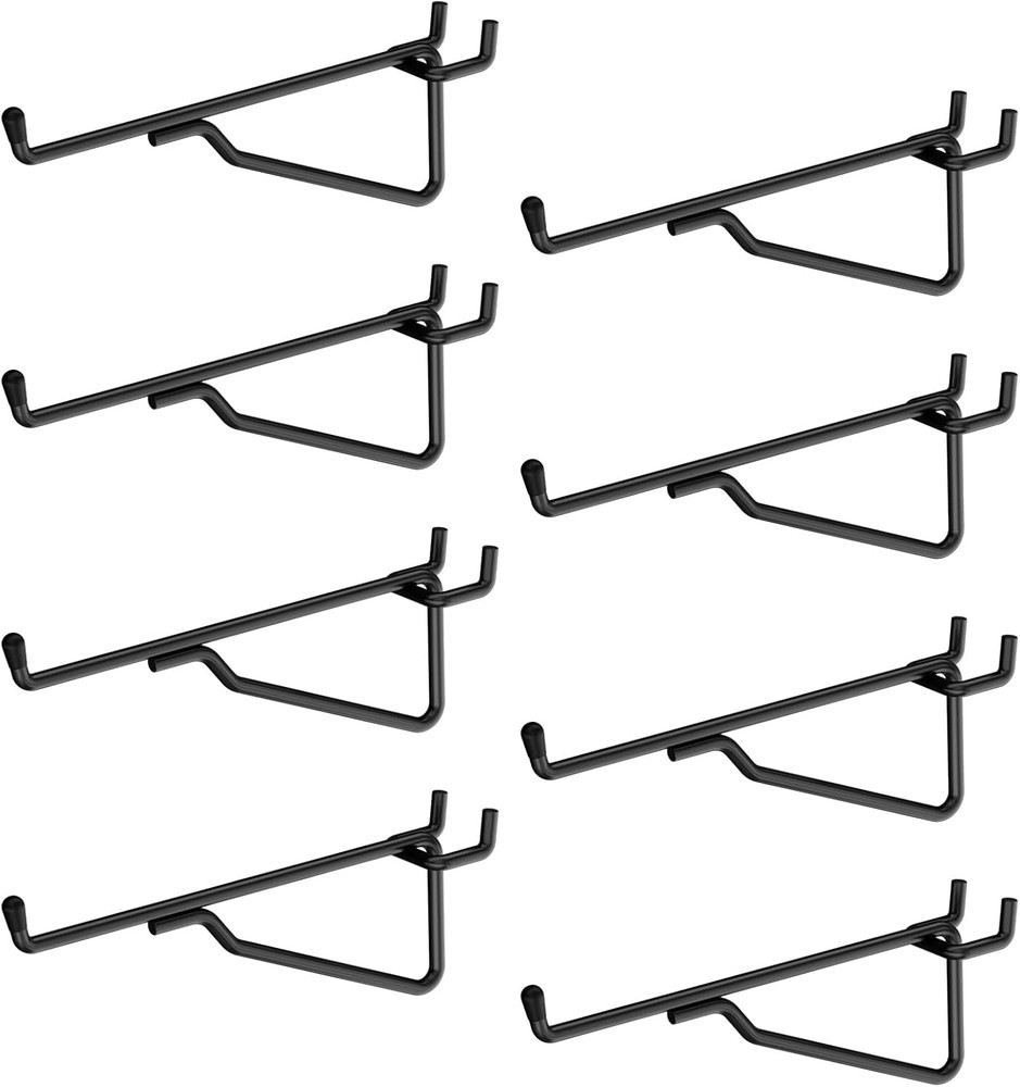6" Pegboard Shelf Hooks, 8 Pack Black Pegboard Shelf Brackets Hooks, 1/4 Inch Pe