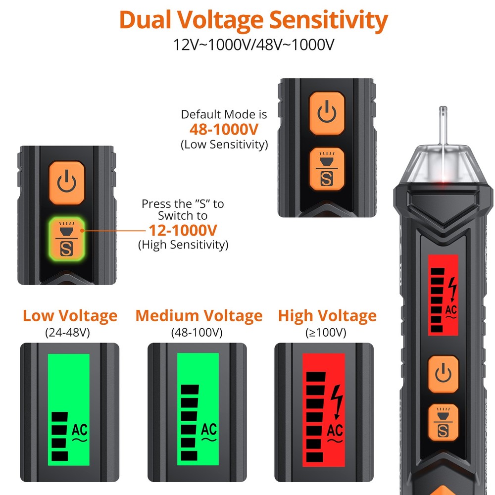 Non-Contact Voltage Tester Pen Outlet Tester Socket Tester kit with Battery