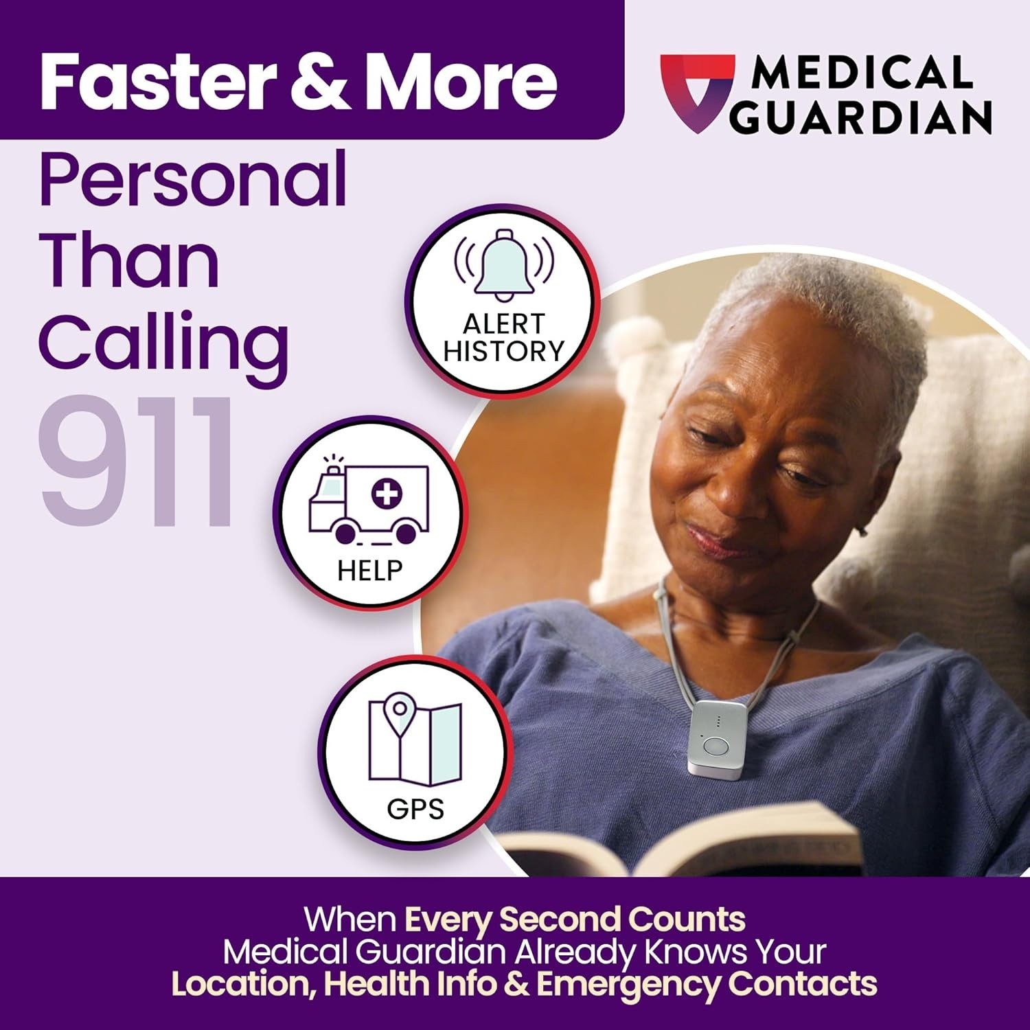 Medical Guardian MGMini | Medical Alert Device for Seniors | Water-Resistant, Em