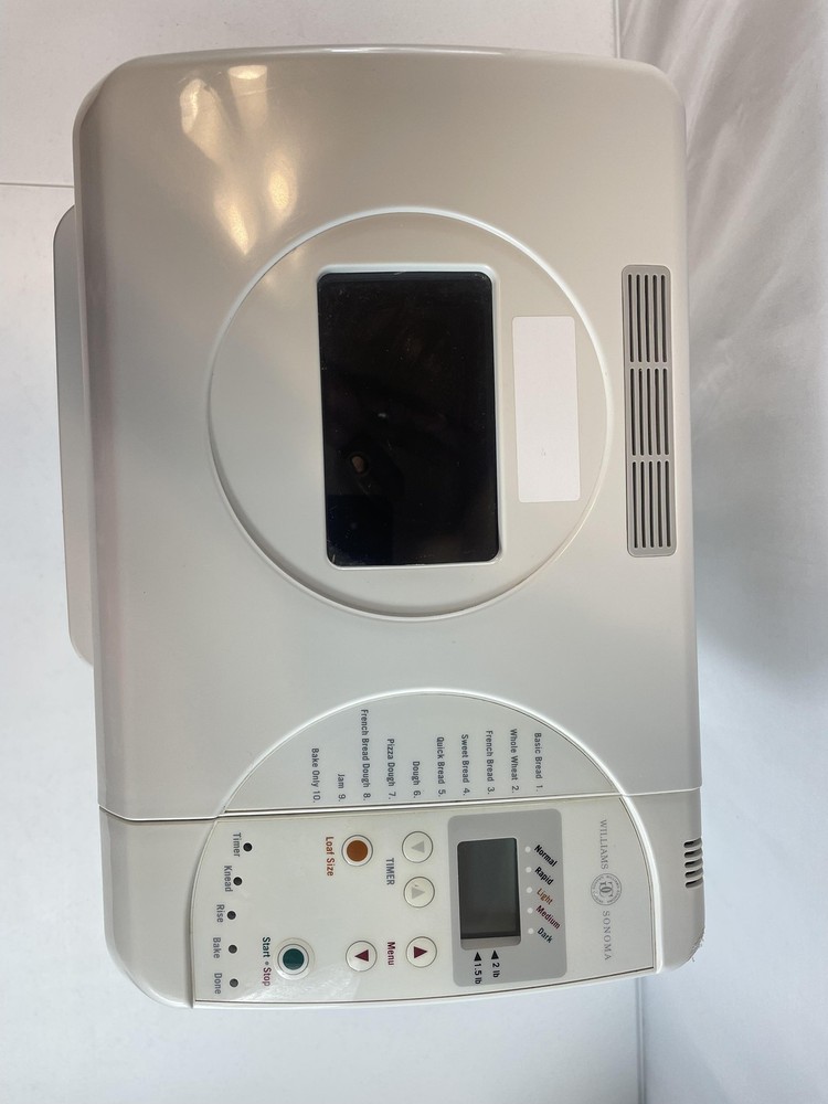 Williams Sonoma Bread Machine WS0797 2lb 1.5lb Programmable Maker White With Pan