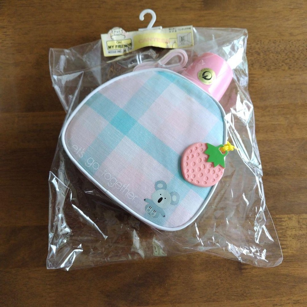 Showa Retro Children's Water Bottle Plaid Pattern