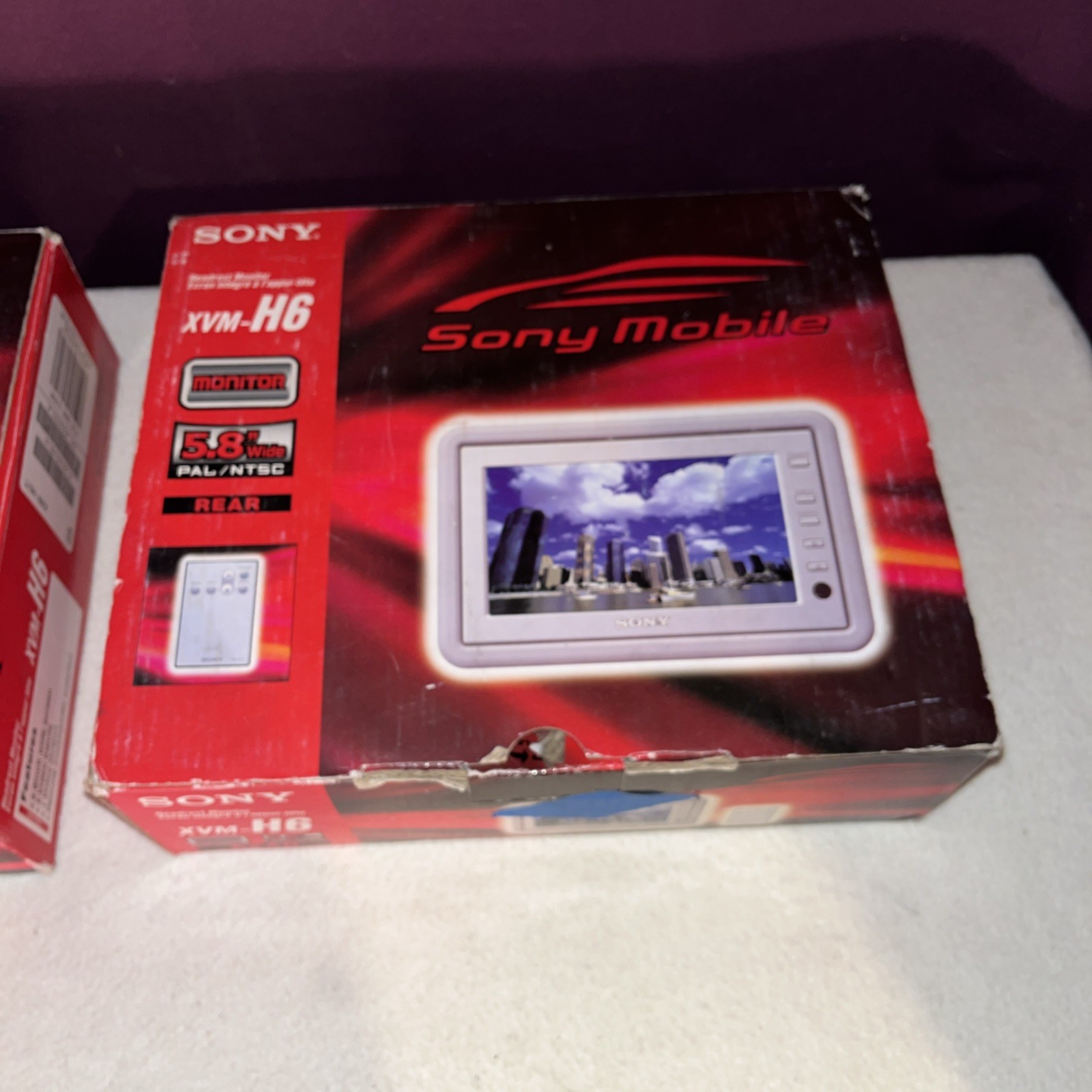 2 X Vintage Sony XVM-H6 Headrest Monitor 5.8” Wide Screen 2 X Remote Controls