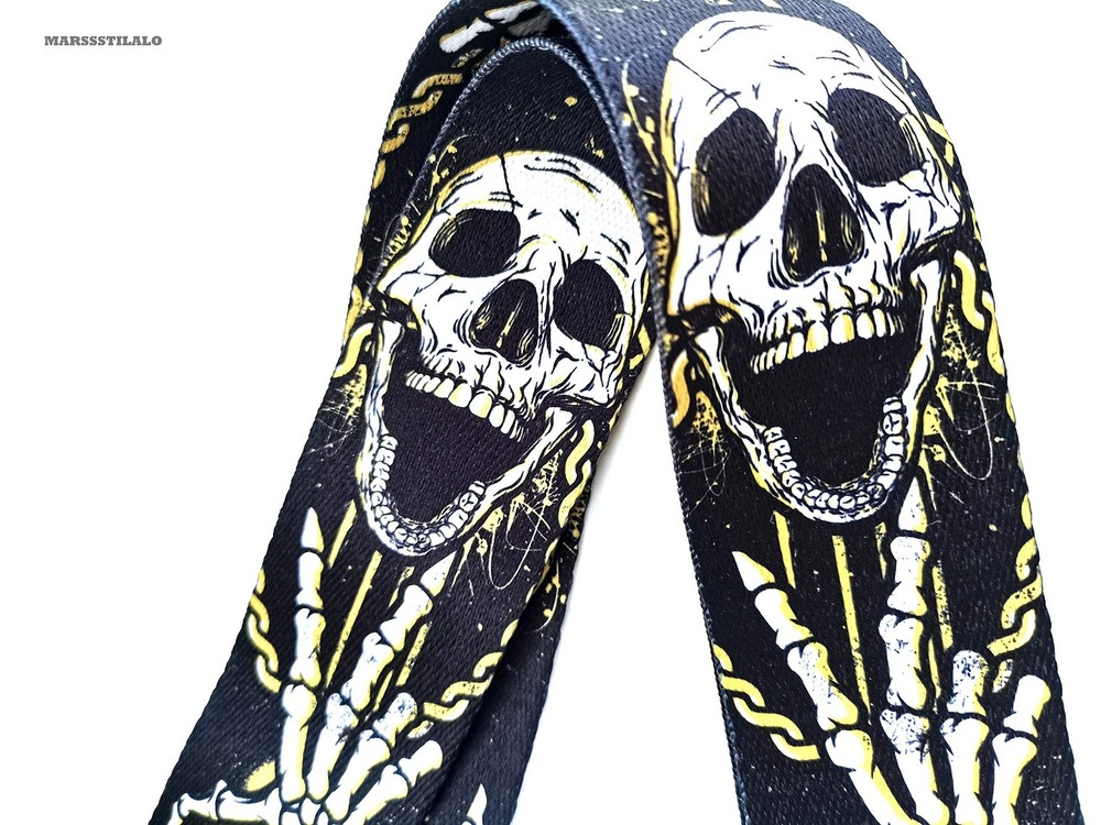 2" Professional Classic Guitar Straps Cool Skull Printed Polyster Soft Electr...