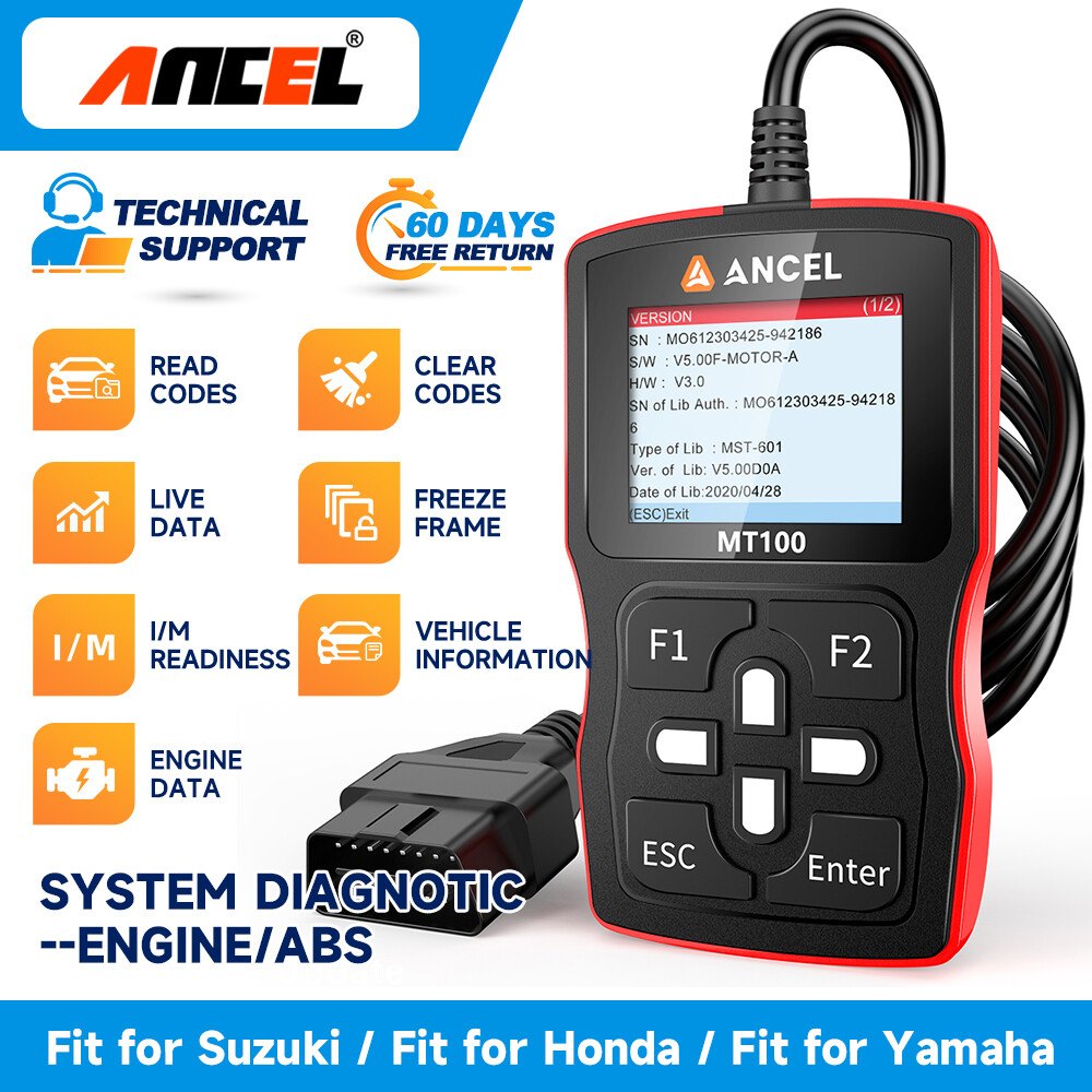ANCEL MT100 Motorcycle Diagnostic Scan Tool Code Reader OBD2 Scanner Engine ABS