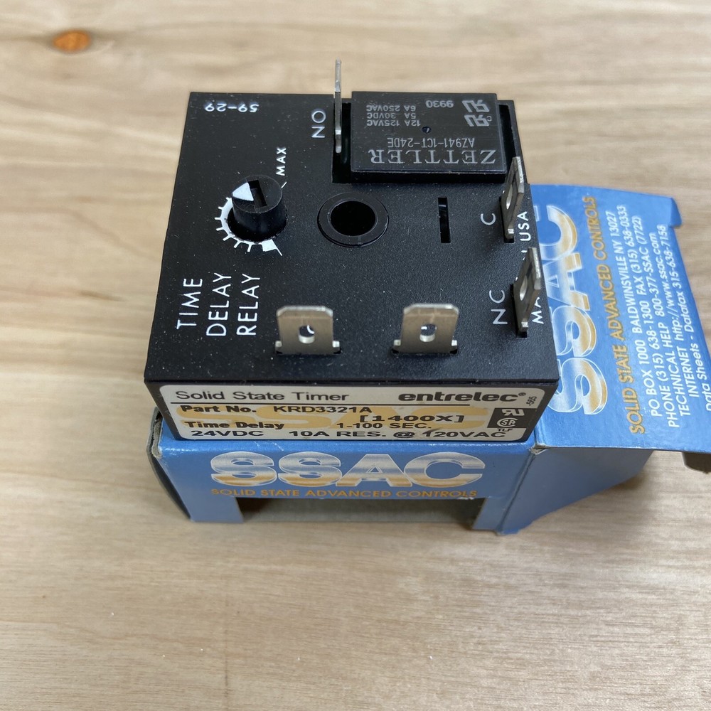 New Solid State Timer KRD3321A, 1-100 seconds, 24VDC 10A RES. @ 120VAC