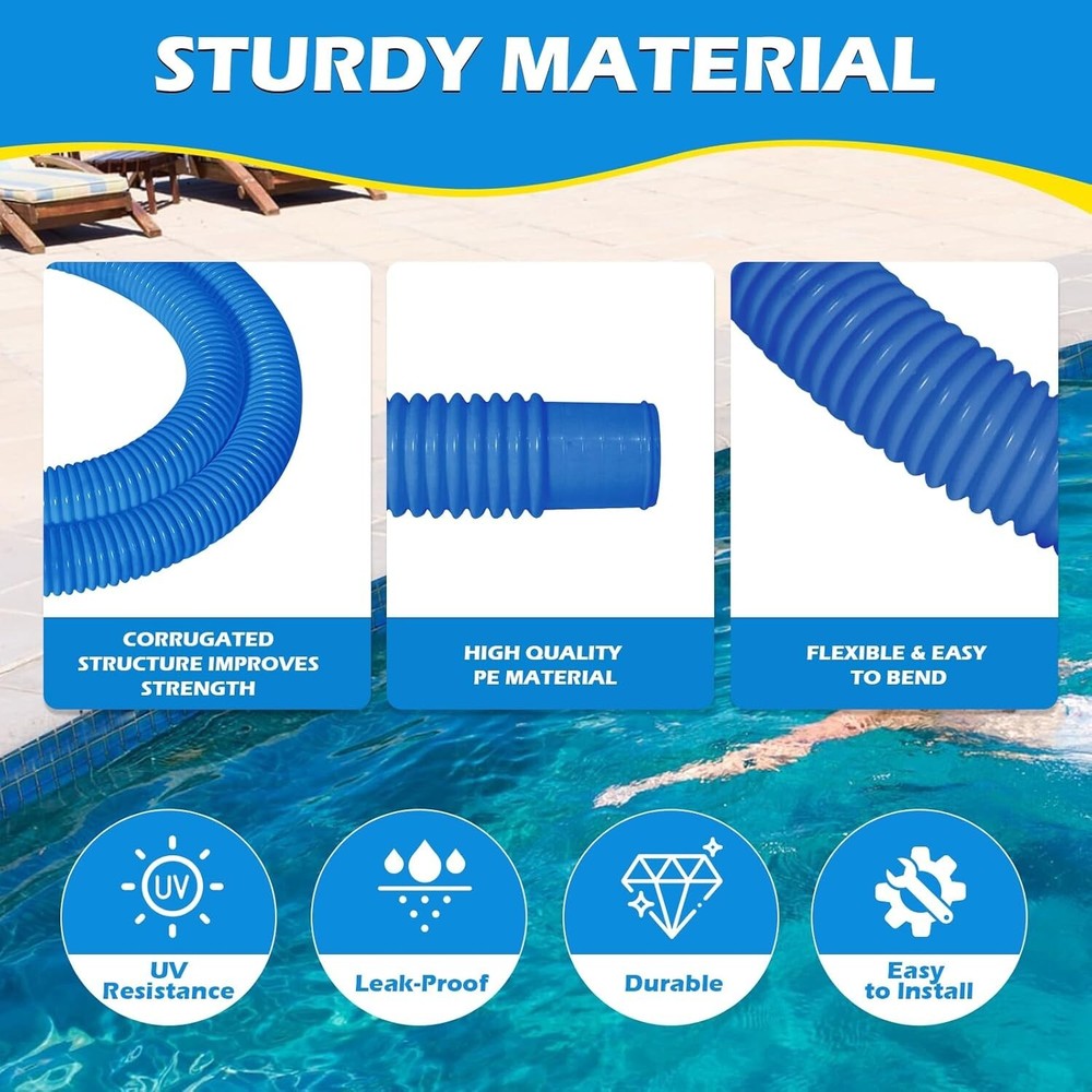 3 Pcs 1.25" Pool Hose, 59" Long Accessory Pool Pump Replacement Hoses