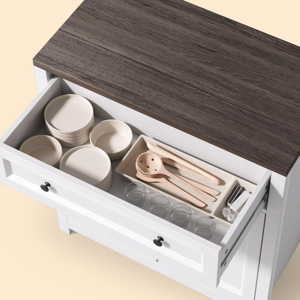 Kitchen Storage Cabinet With Adjustable Shelf, Farmhouse Coffee Bar Sideboard