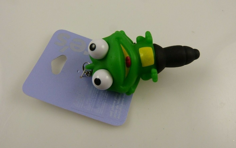 stylus compatible wi Ipad iphone smart green frog bug eye dust plug charm