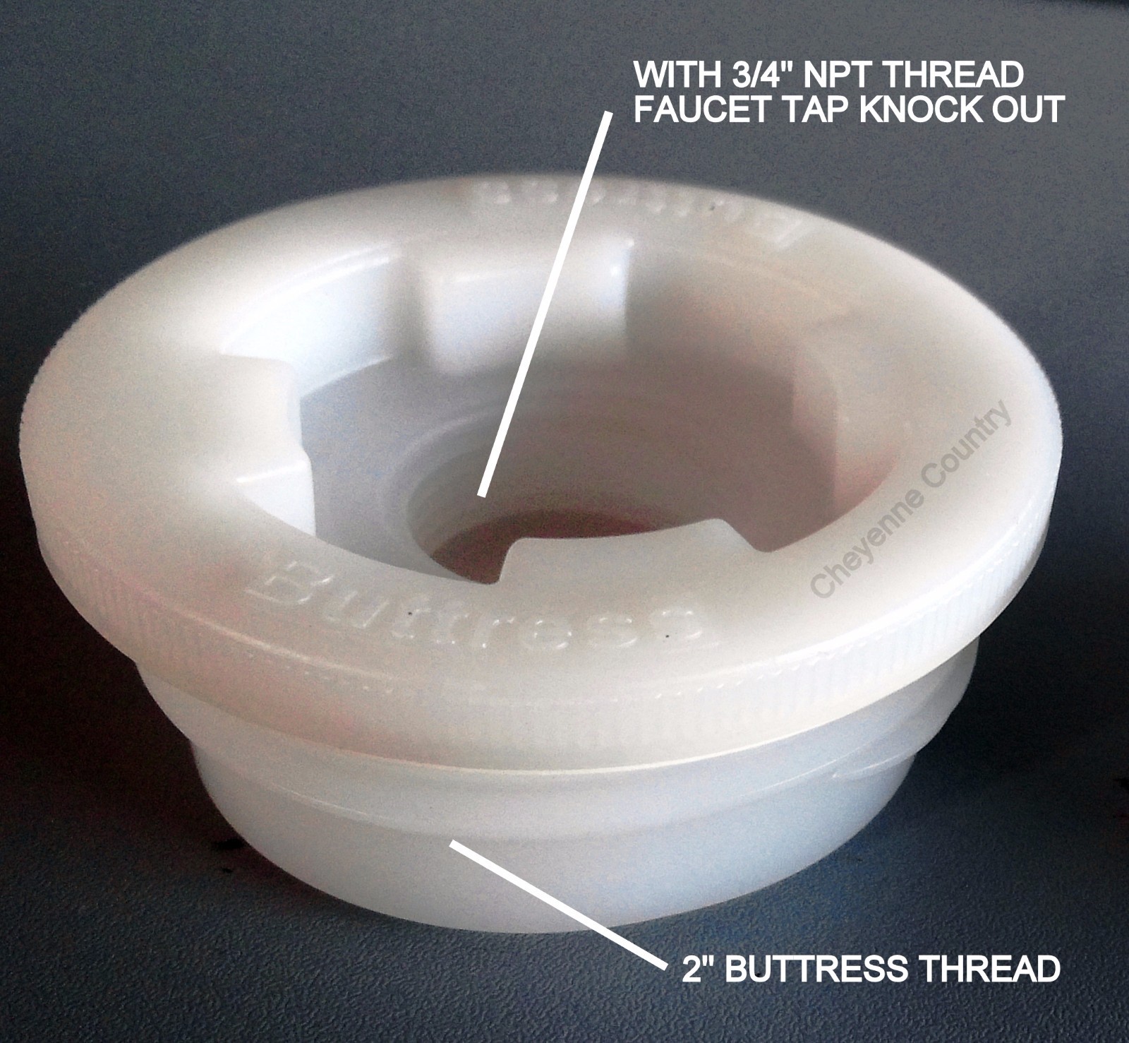 Poly Plug Buttress Bung Cap 2" with 3/4" Knock Out with Gasket for Poly Drum, Br