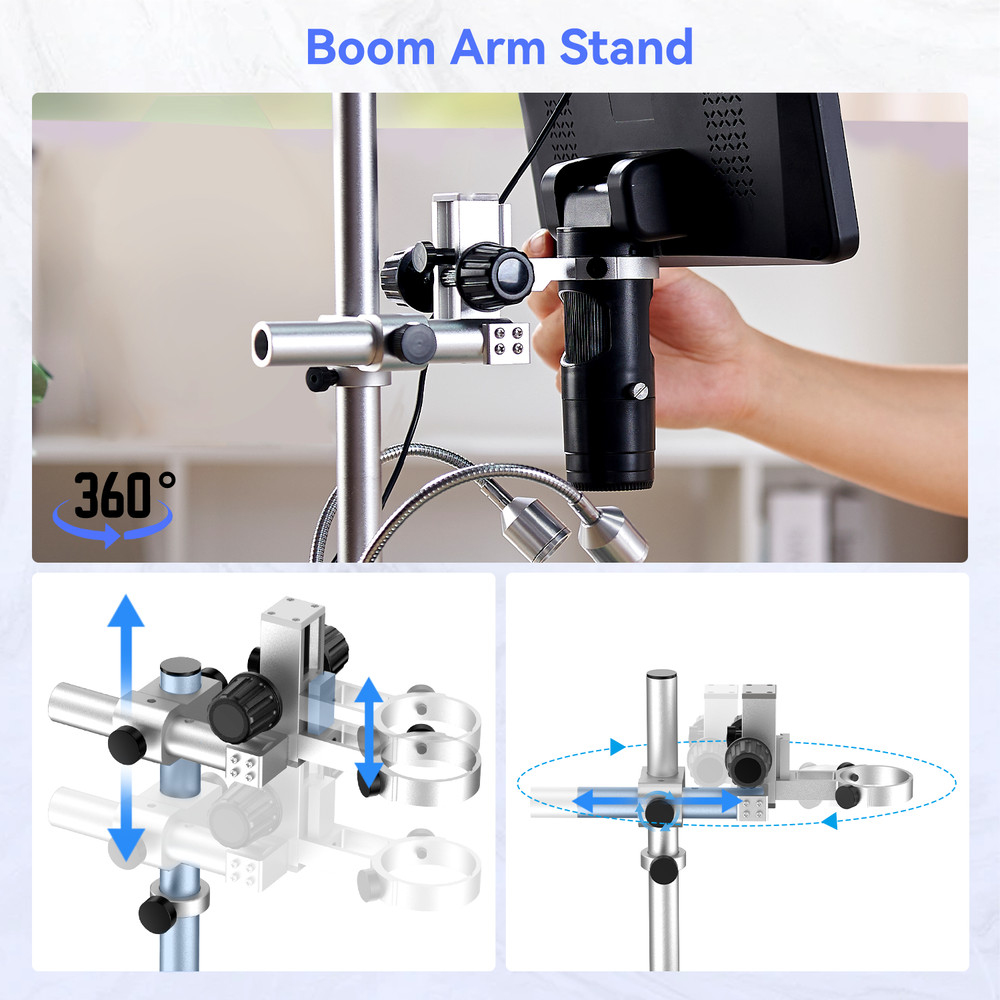 TOMLOV 10\" Digital Soldering Microscope 2000x Coin Microscope Flexibility Stand