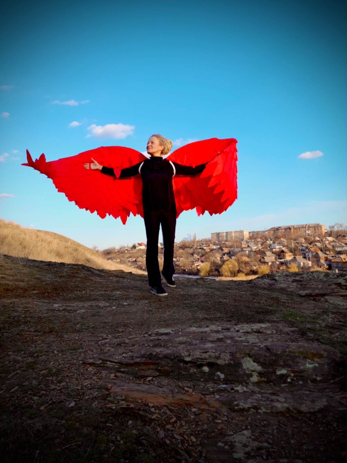 Red Angel Wings Costume Moveable Wings Red Adult Wings Cosplay Halloween Costume