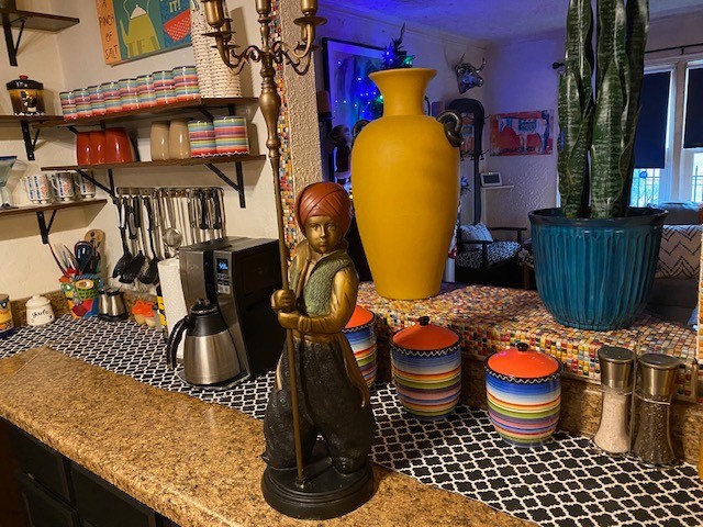 ANTIQUE BRONZE MIDDLE EASTERN COLD PAINT , NUBIAN?CANDELABRA! 16 LBS EACH!