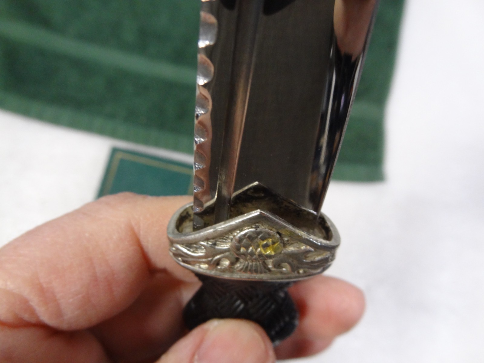 Vintage Scottish Sgian Dubh Kilt Dagger Knife Jewel Top w/ Sheath NIB NEW 7-1/4"