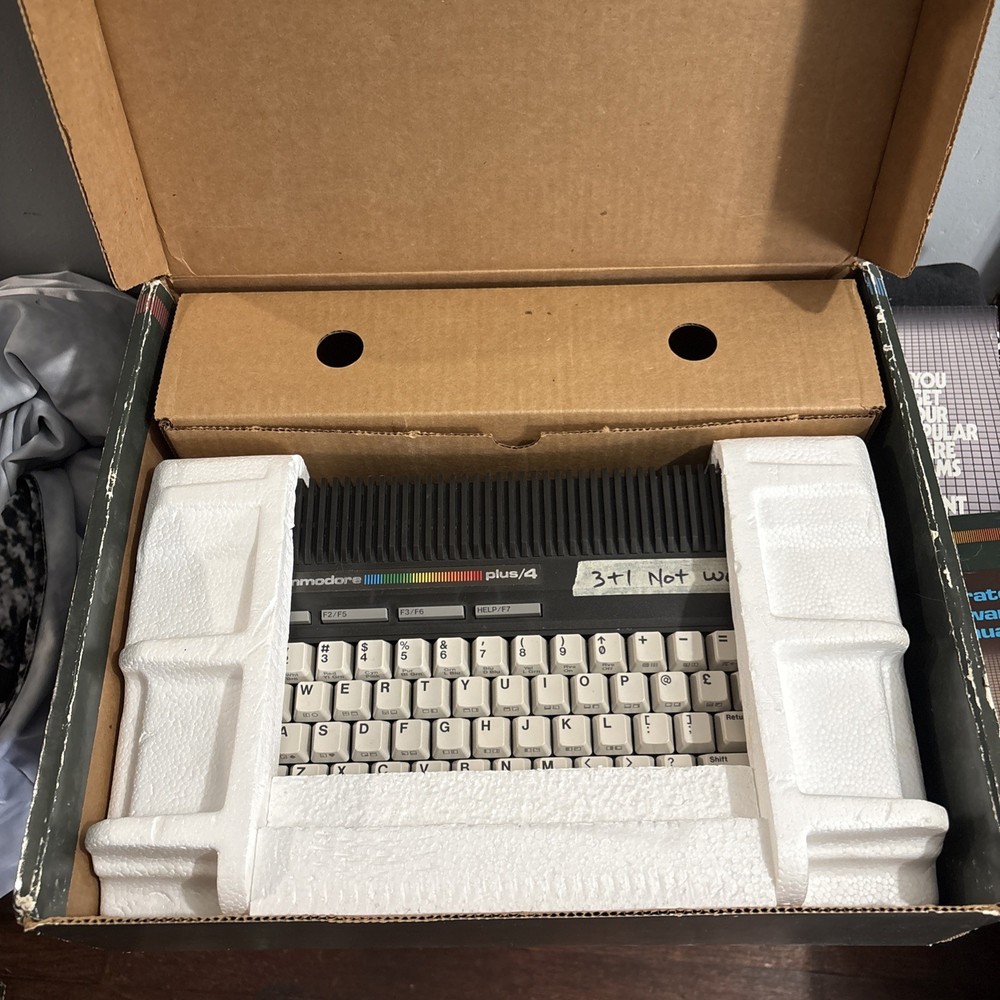 Commodore Plus/4 with Box, Accessories, Manuals 3TL Not Working