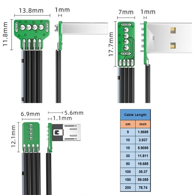 Right Angle USB 2.0 to USB 5Pin Cable Fast Charging Cable 480Mbps Transfer