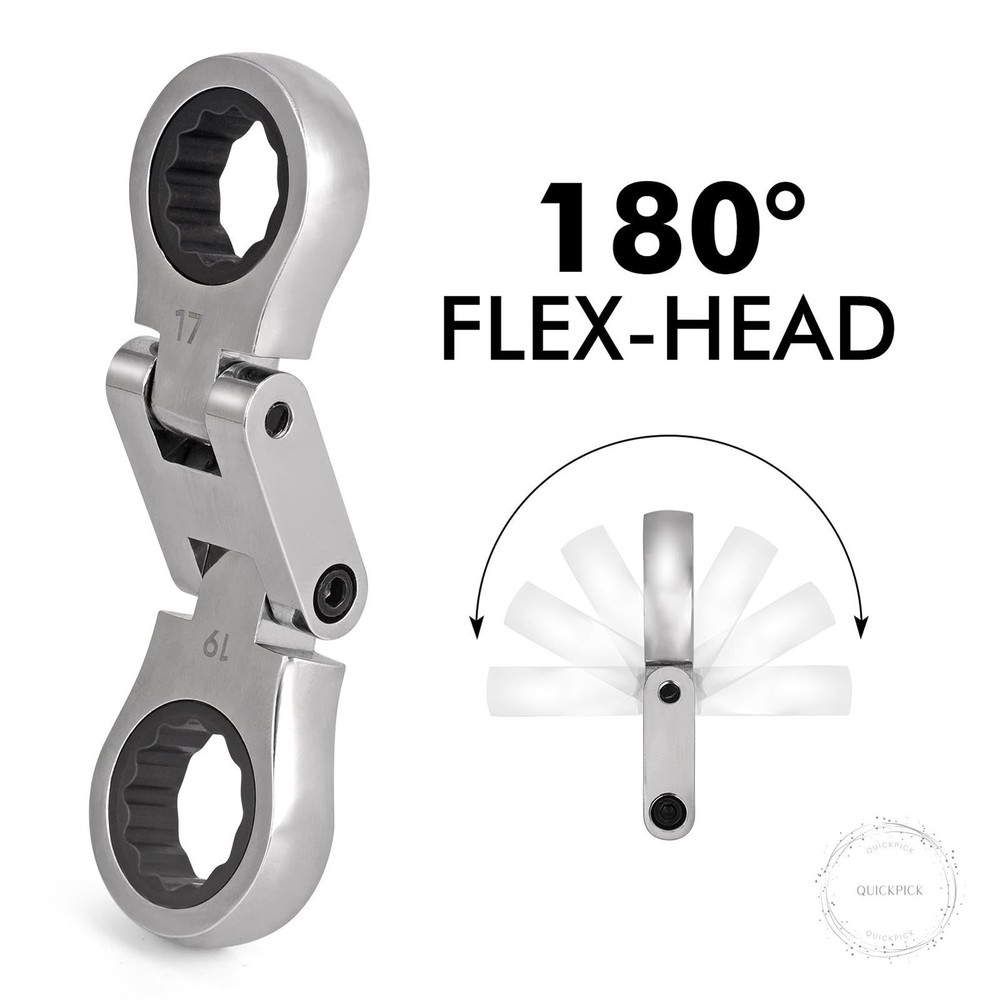 Stubby Wrenches Set, 72-Tooth Flex Head Ratcheting Wrench Set Compact Double Box