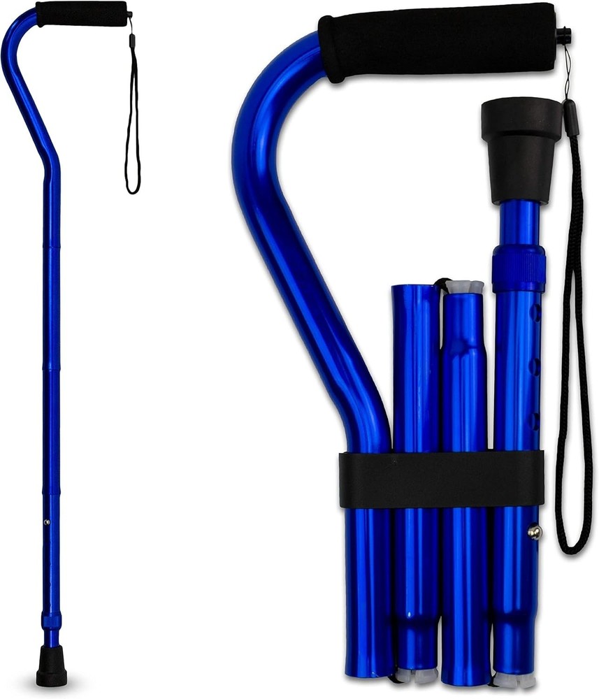 RMS Folding Cane with Offset Foam Handle, Adjustable Walking Stick with Carry...