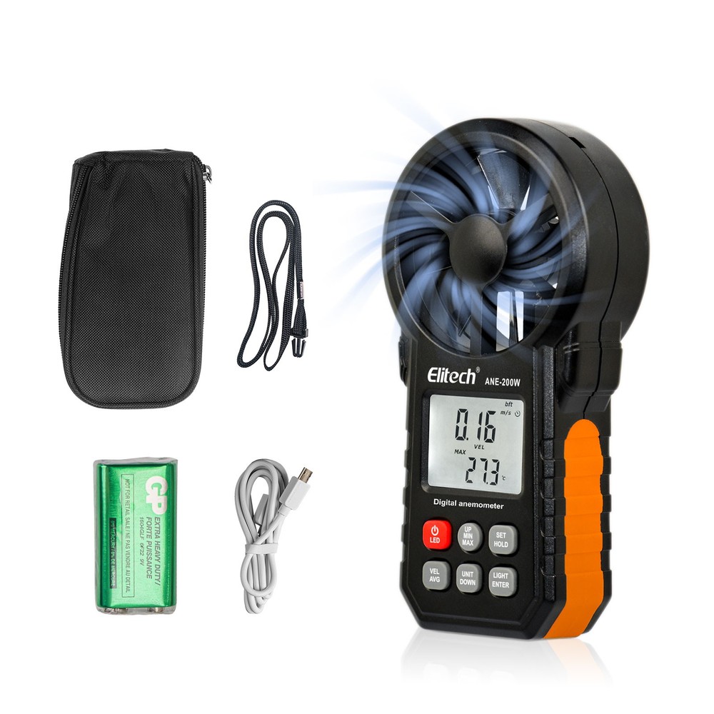 Handheld Digital Anemometer Wind Speed Meter 0.3-30m/s Bluetooth Wind Temp Gauge