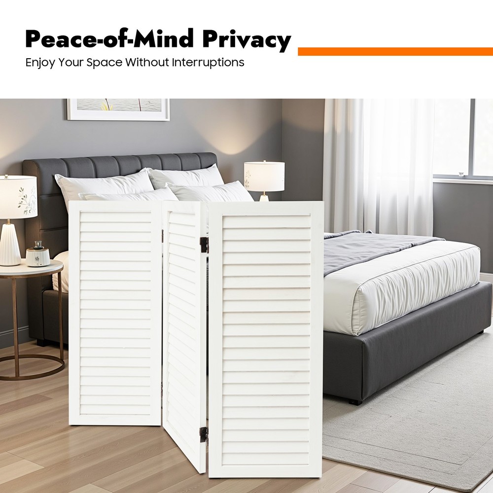 Room Divider Privacy Screen Foldable Partition Stand 3 Panel White USA