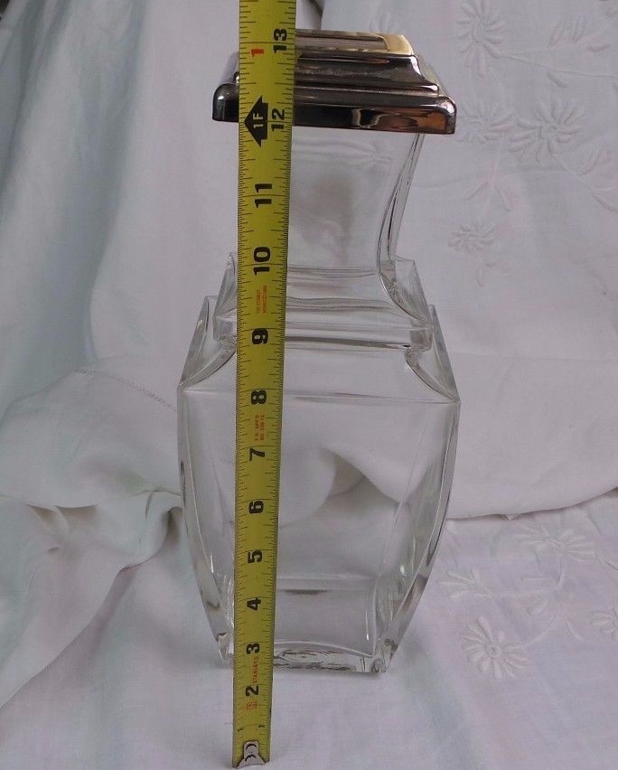 CRYSTAL VASE WITH SILVER TOP CLASSIC STYLE