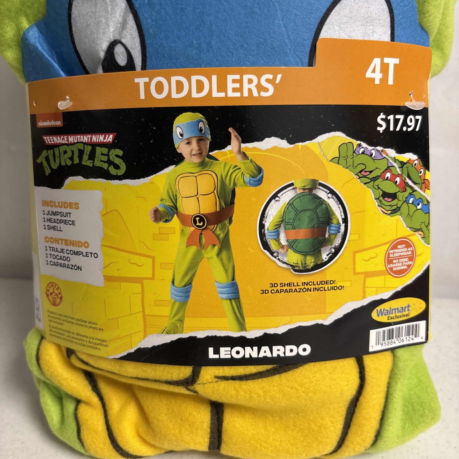 Toddler Teenage Mutant Ninja Turtles TMNT Leonardo Costume Rubies 4T NEW