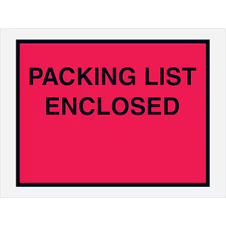 Packing List Envelopes, Red, Pk1000, Pl413