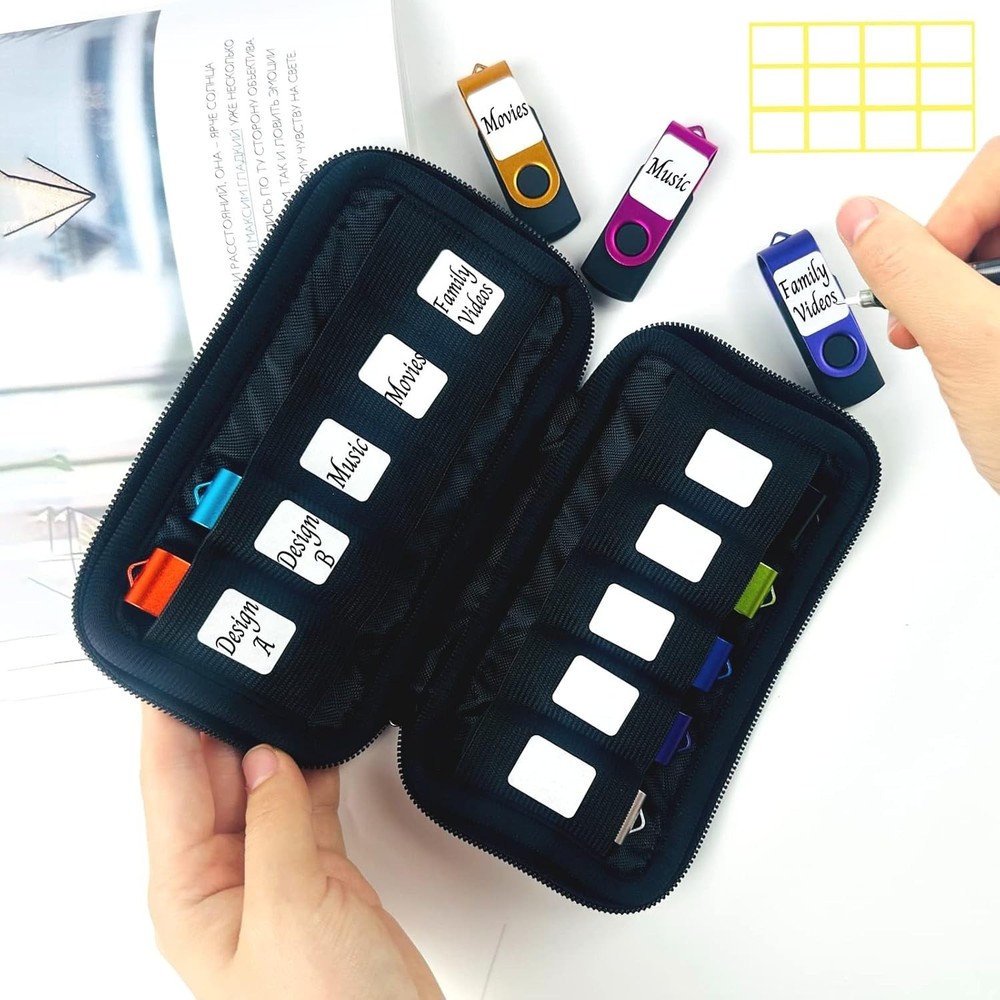 USB Flash Drive Case - 10-Slot Neoprene Holder for Workspace Efficiency