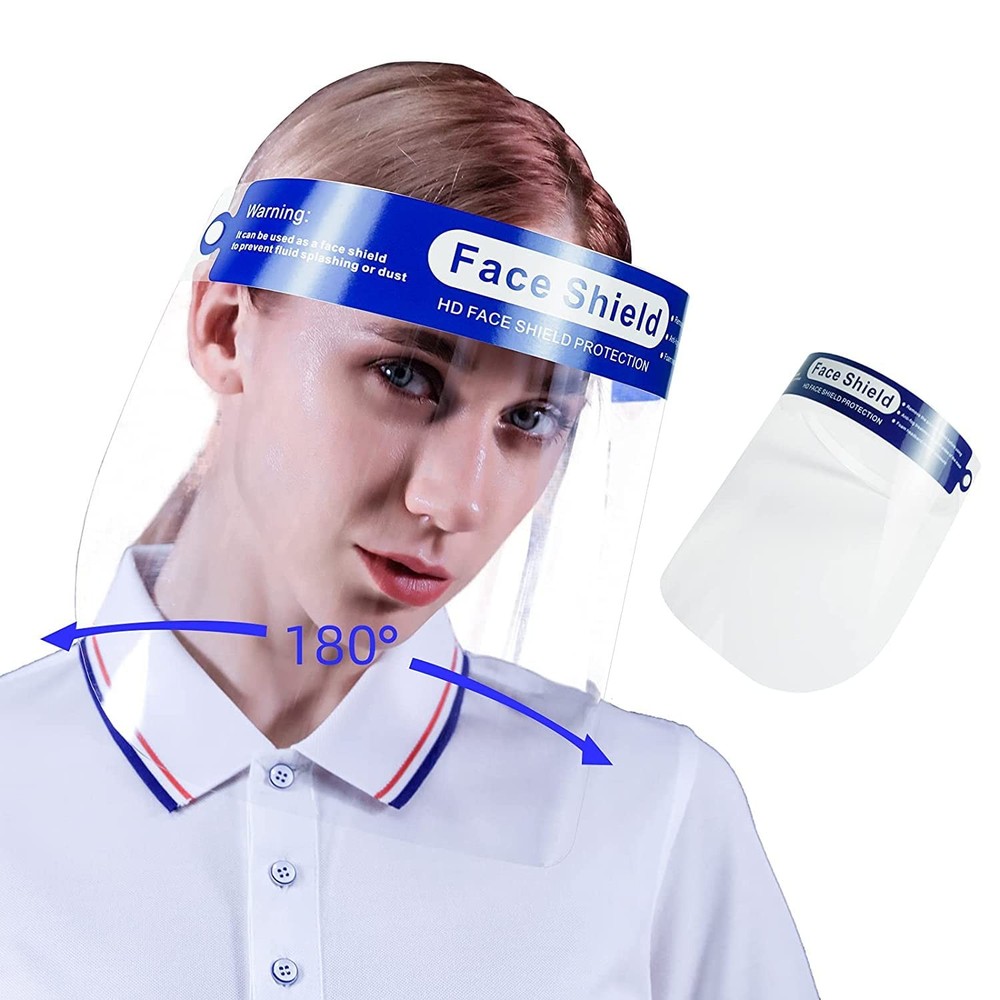 200 Pcs Reusable Face Shield Antifog Face Shield Winddustproof Transparent Adju