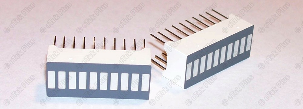 12x BLUE LED Color 10-SEGMENT Light BAR GRAPH Display Array GRAY-FACE - USA