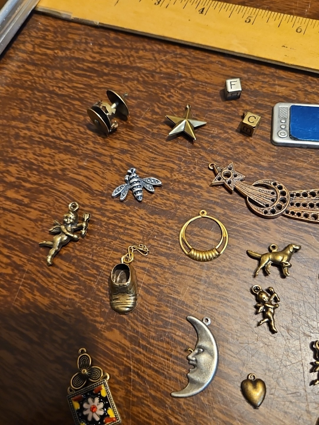 Lot Of 50 Mixed Parts Pcs France Vintage 60s Brass Stampings Findings Jewelry 10