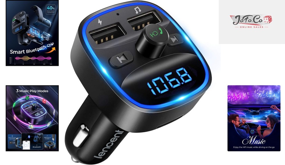 Portable Bluetooth FM Transmitter & Charger - Supports SD/USB, Hands-Free Call