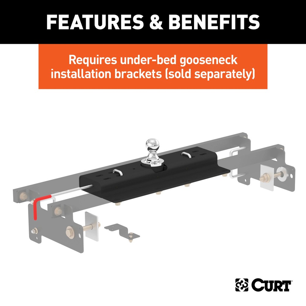Curt 60615 Removable Ball Double Lock Gooseneck Hitch (Brackets Required)