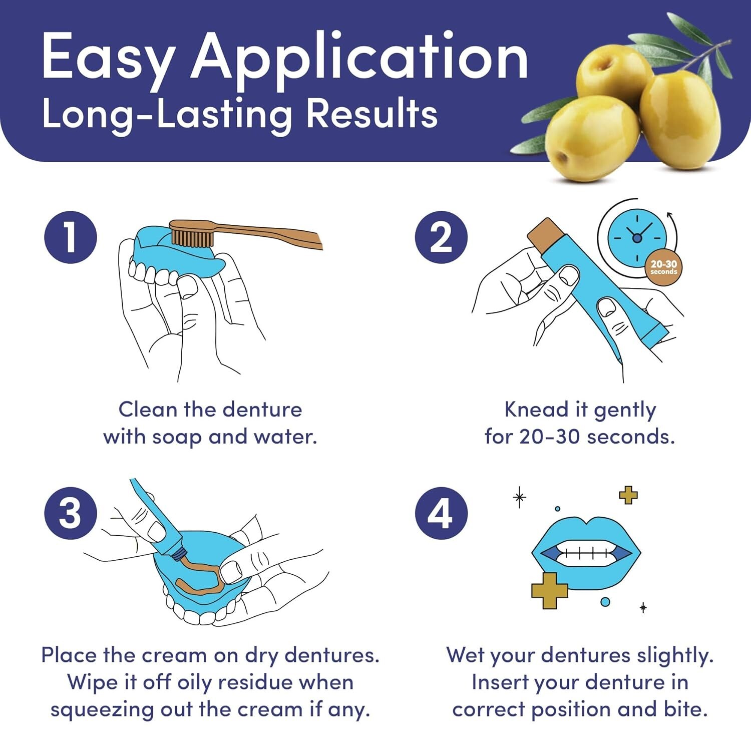 Denttach Gold Denture Adhesive, Petroleum Free Olive Oil Based Denture Glue