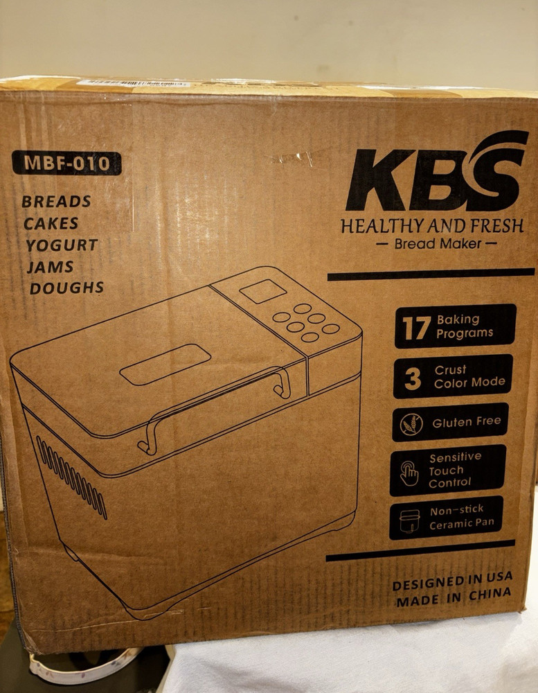 KBS MBF-010 Bread Machine 17 Programs Stainless Steel Ceramic Pan Nut Dispenser
