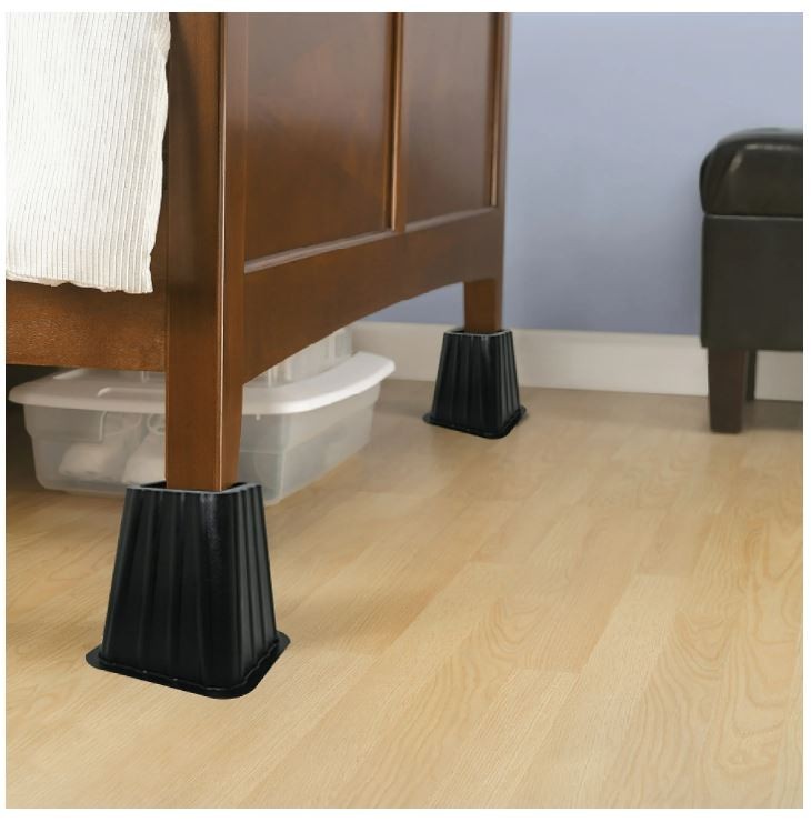 4 Pack, Black Bed Risers, Raise Your Bed to Create Storage Space,NEW