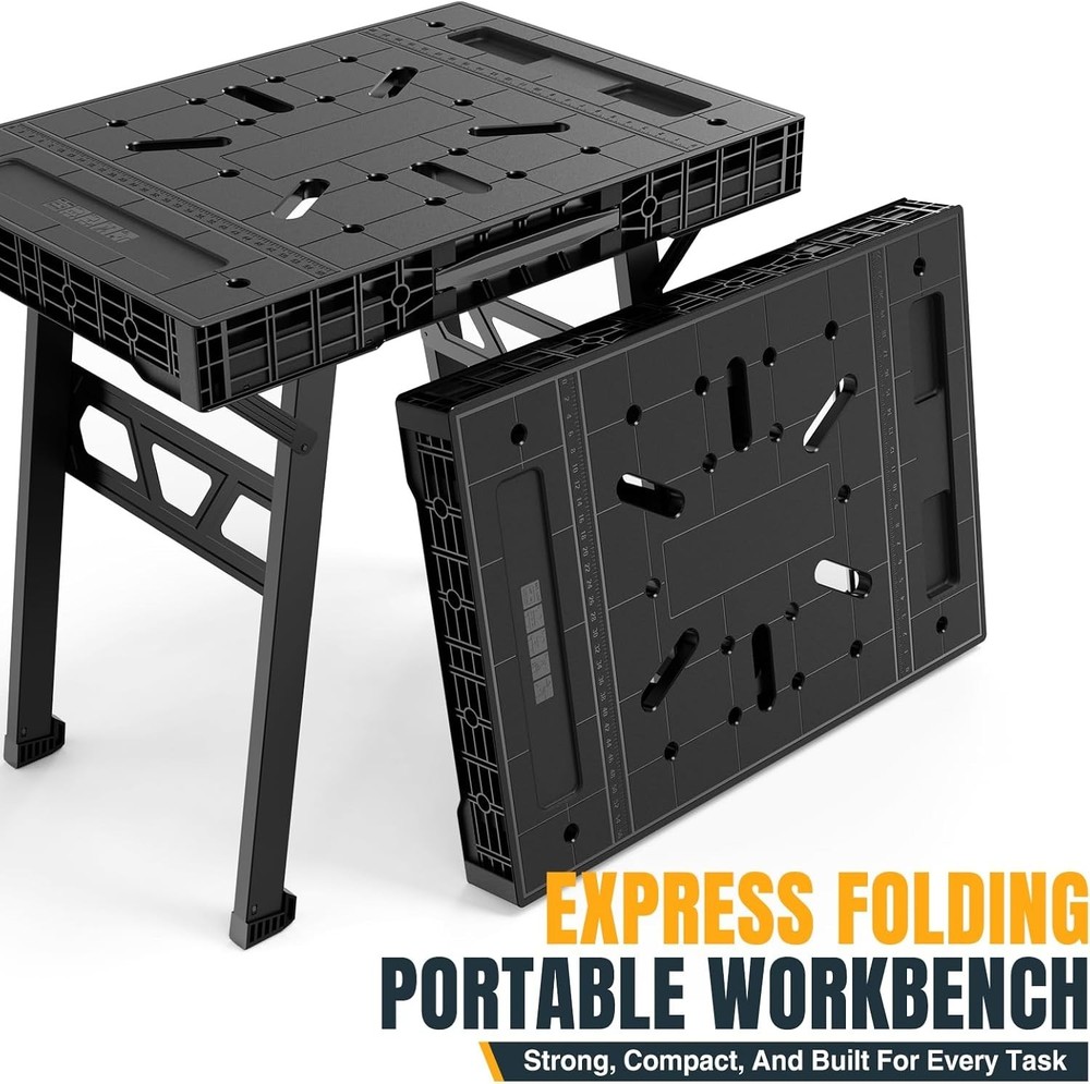 Versatile Heavy-Duty Folding Worktable - 34” W x 24” D, Quick Setup in 3 Seconds
