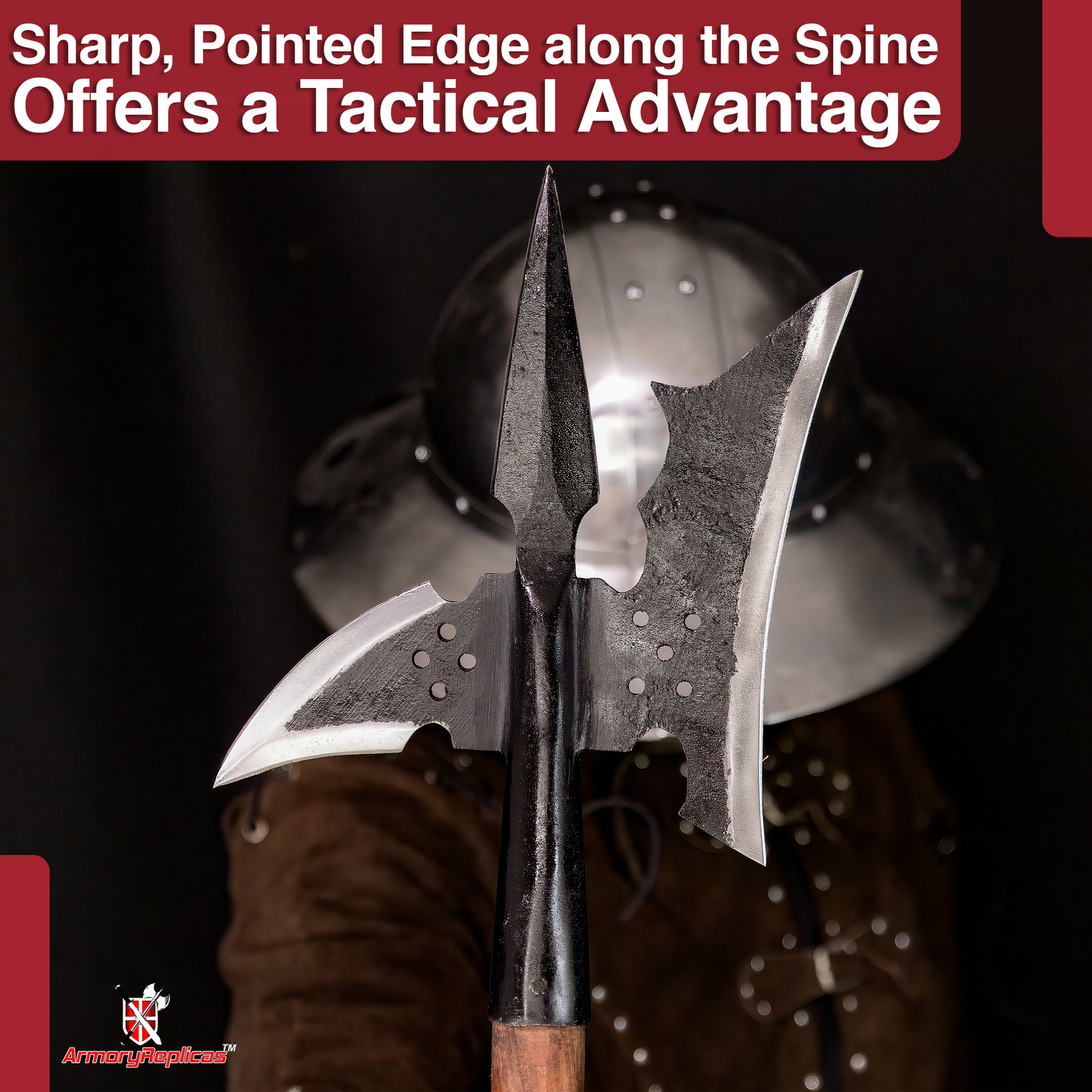 Halberd Renaissance Replica Hand Forged Iron Steel Spike Medieval Polearm 47inch