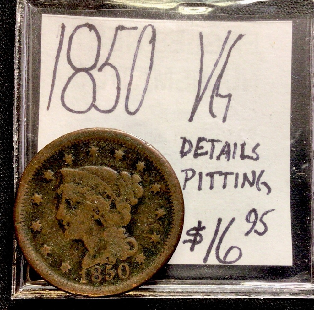 1850 Large Cent VG! Details Pitting! ENN Coins