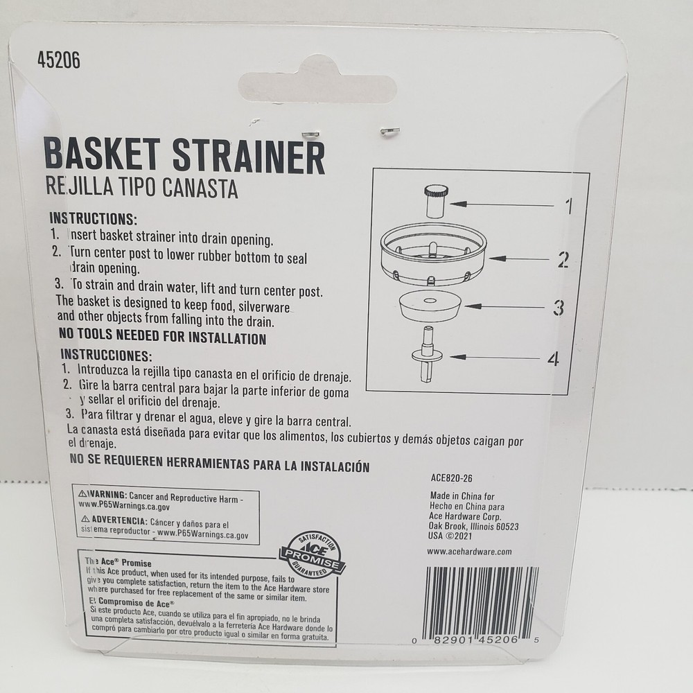 ACE Basket Strainer Universal Fit with Drop Post Plastic #46206