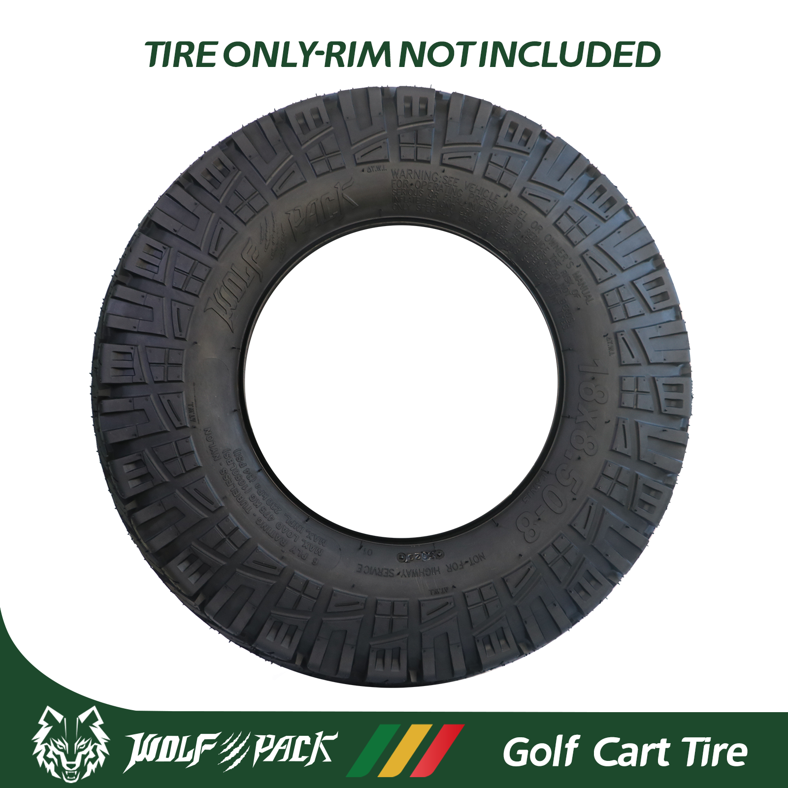 Set Four 18X8.5-8 18X8.5X8 Golf Cart Tires 6 ply All Terrain Low Profile Tire