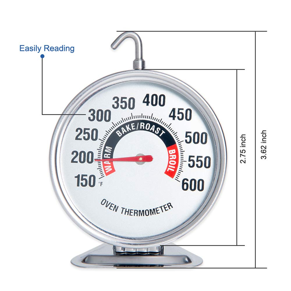 Extra Large 3" Oven Thermometer with Easy-Read Dial | 150-600°F Pro Accurate Tem