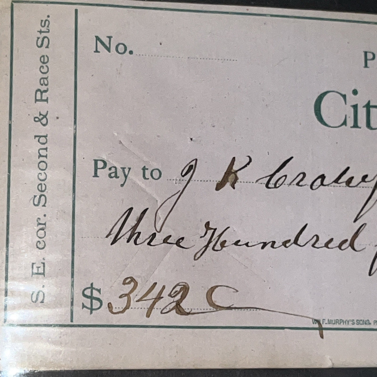 SET OF FIVE HISTORIC PHILADELPHIA REVENUE STAMPED CHECKS 1865-1873 US 2c STAMPS