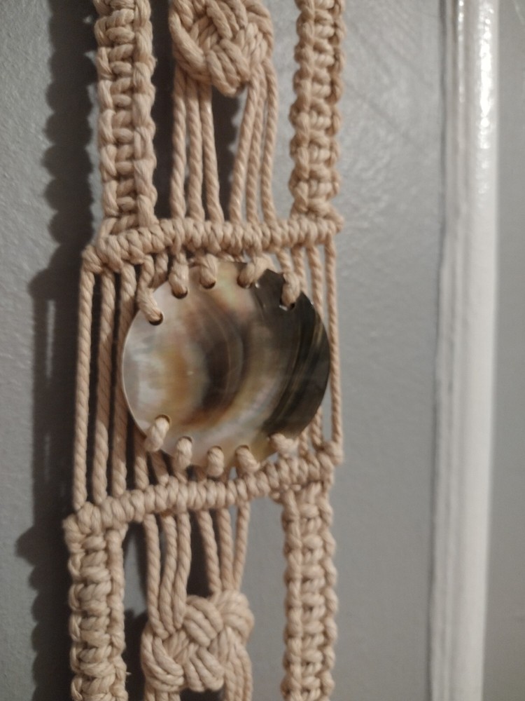 Boho Macrame Plant Or Small Fish Bowl Hanger & Wall Decor Hanger With Shells