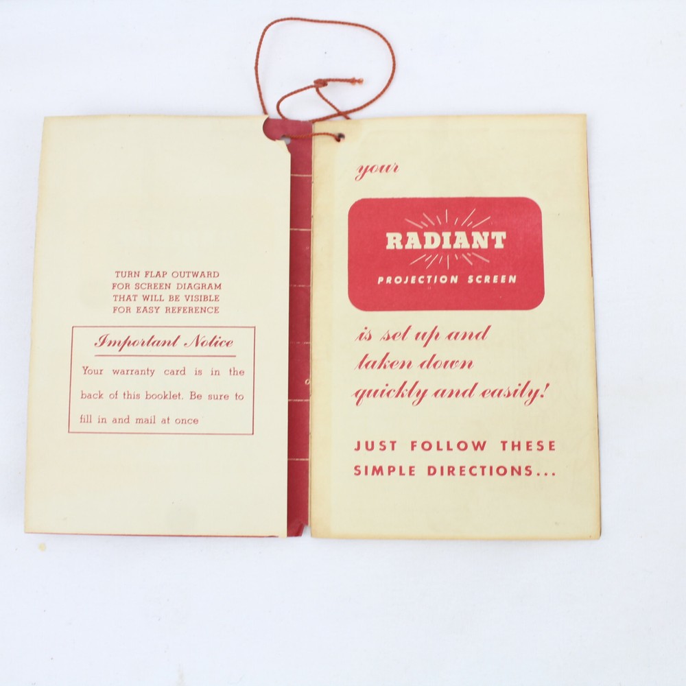 Vintage Radiant Model DLS Screenmaster Projection Screen Instructions