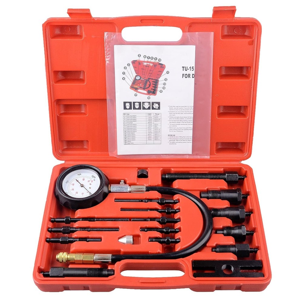 17 pc Diesel Engine Compression Tester - Tool Kit