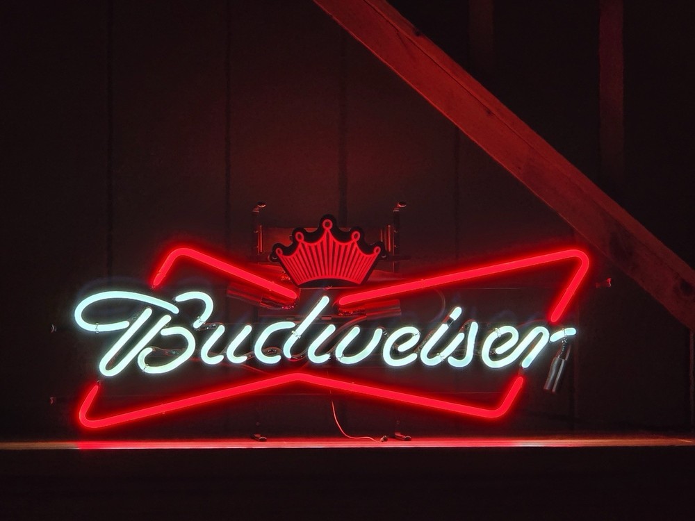 Authentic Budweiser Crown Bowtie neon bar sign