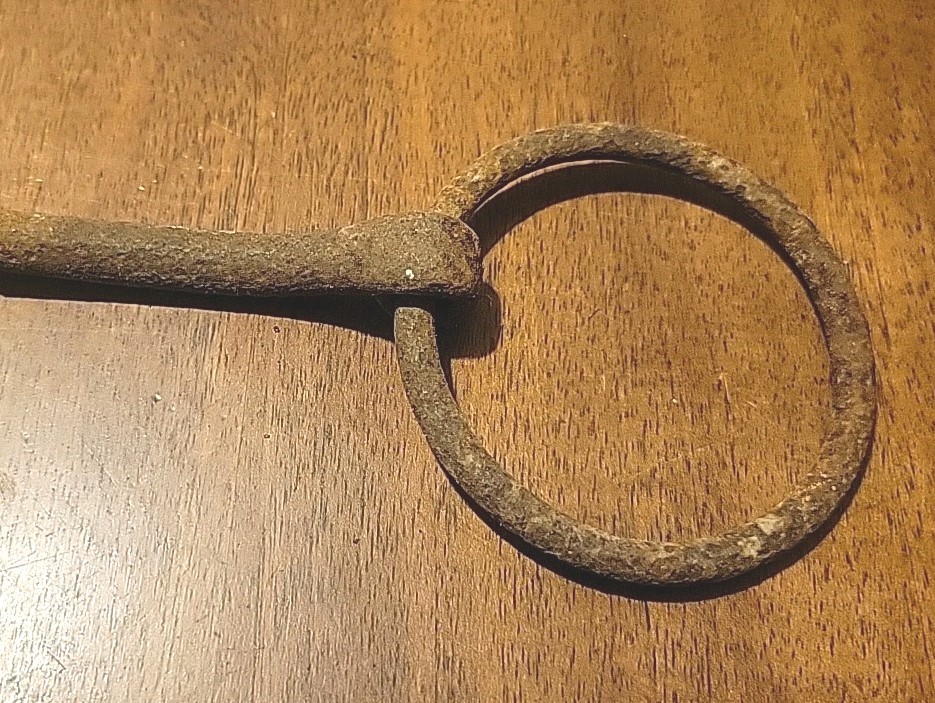 Antique Iron Horse Bit Double Ring Rusty