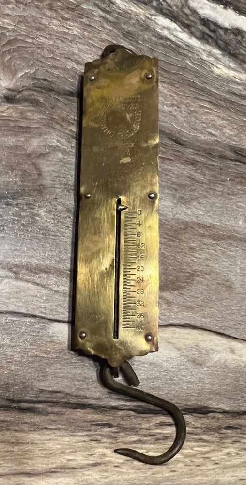 Chatillon antique brass hanging spring balance scale